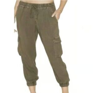 CLOTH & STONE Anthropology Tencel Olive Cargo Joggers Pants Drawstring Small